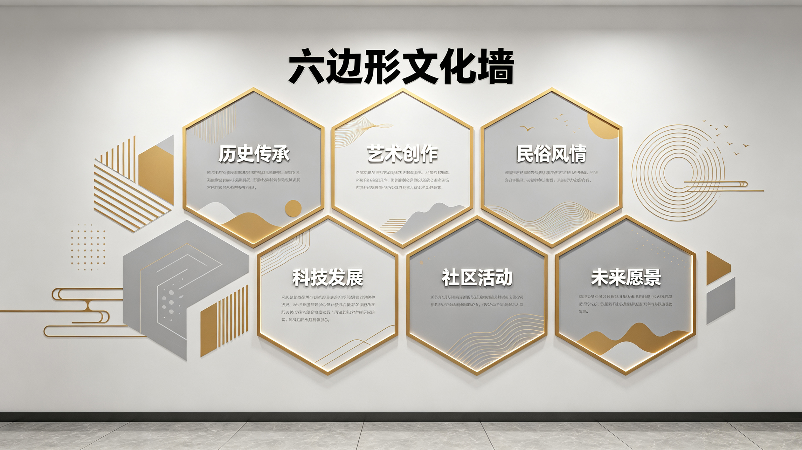 三门企业文化墙 | 六边形信息美学
